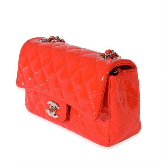 Chanel Orange Patent Rectangular Mini Flap - Picture 3 of 9